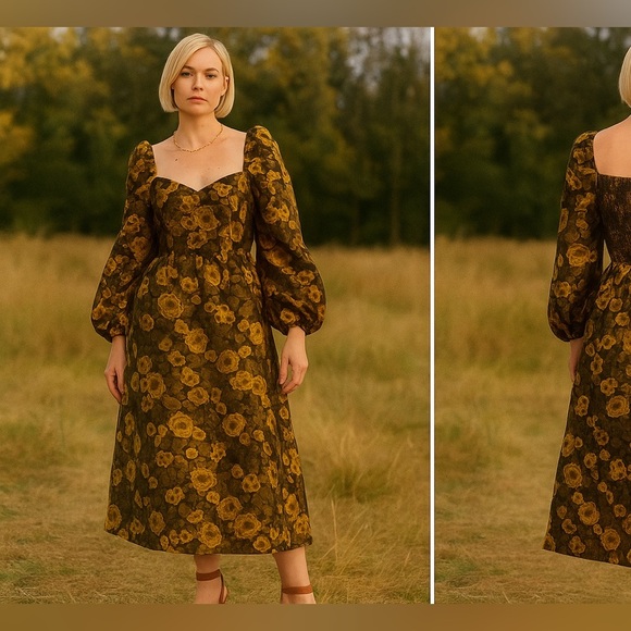 The Unbranded Brand Dresses & Skirts - Elegant Floral A-Line Midi Dress